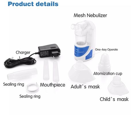 Πρακτικό υπερηχητικό Nebulizer μηχανών εισπνευστήρων οικιακών ενήλικο παιδιών με τον προσαρμοστή στοματικών μασκών